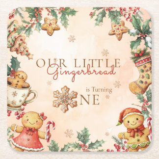 Little Gingerbread Christmas 1st Birthday Rechteckiger Pappuntersetzer