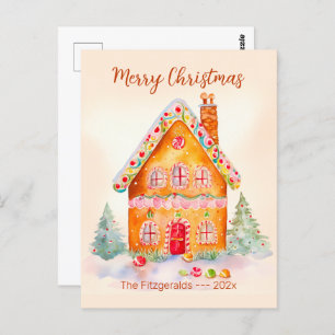 Little Gingerbread House Vintage Weihnachten Postkarte