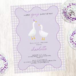 Little Gingham Lilac Baby Shower Einladung Postkarte