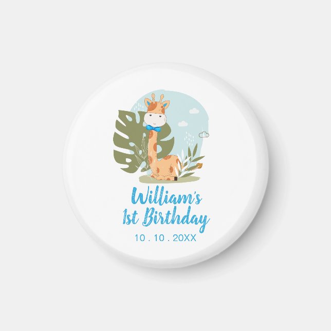 Little Giraffe (Boy Safari Animal) Geburtstag Magnet (Vorne)