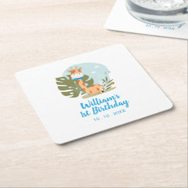 Little Giraffe (Boy Safari Animal) Geburtstag Rechteckiger Pappuntersetzer