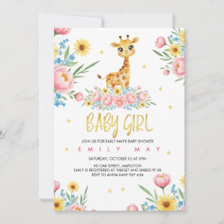 Little Giraffe Girl Baby Shower Celebration Einladung