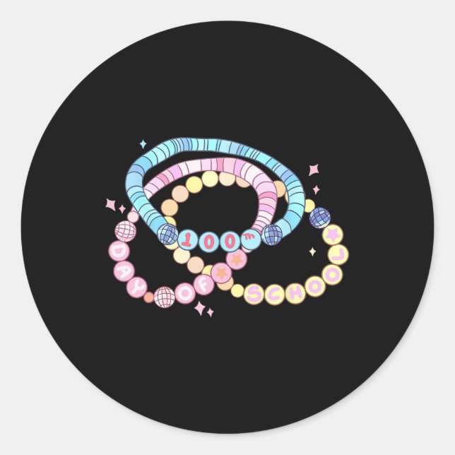 Little Girl 100 Days of School Freundschaft Br Runder Aufkleber (Vorderseite)