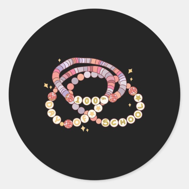 Little Girl 100 Days of School Freundschaft Br Runder Aufkleber (Vorderseite)