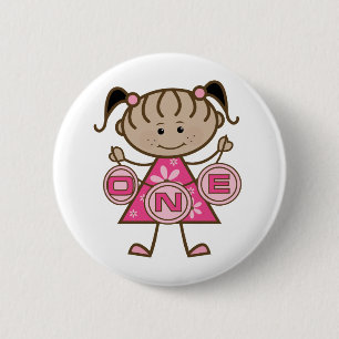 Little Girl 1. Geburtstag T - Shirt und Geschenke Button