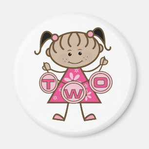 Little Girl 2. Geburtstag T - Shirt und Geschenke Magnet