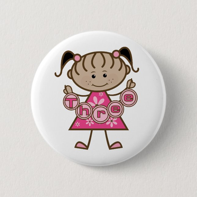 Little Girl 3. Geburtstag - Tshirts und Geschenke Button (Vorderseite)