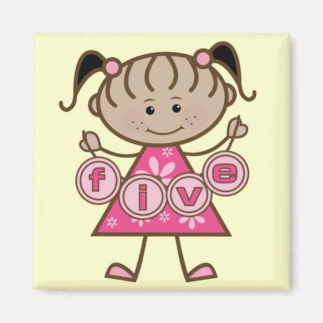 Little Girl 5th Birthday Tshirts und Geschenke Magnet (Vorne)