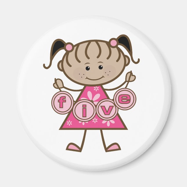 Little Girl 5th Birthday Tshirts und Geschenke Magnet (Vorne)