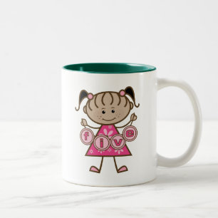 Little Girl 5th Birthday Tshirts und Geschenke Zweifarbige Tasse