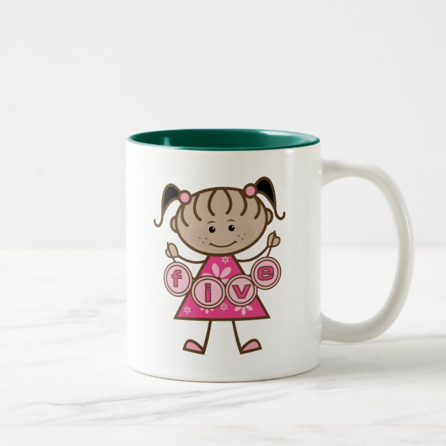 Little Girl 5th Birthday Tshirts und Geschenke Zweifarbige Tasse (Rechts)