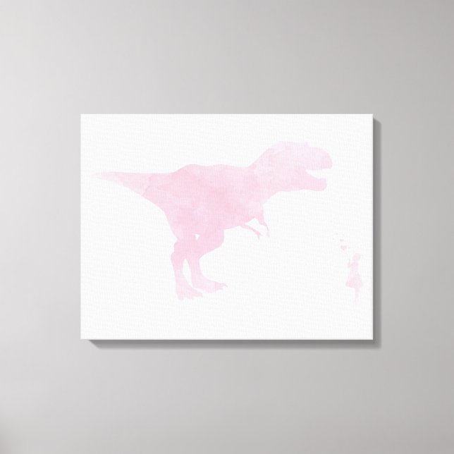 Little Girl and Dinosaur Leinwand - Girls TRex Art (Vorderseite)