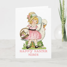 Little Girl and Gose Happy Oaster Niece Card Feiertagskarte