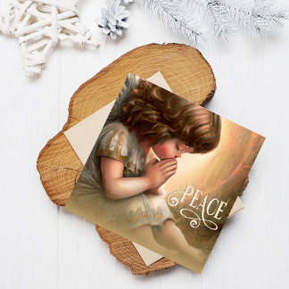 Little Girl Angel Radiant Light Halo beten Feiertagskarte