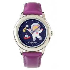 Little Girl Astronaut Personalisiert Armbanduhr