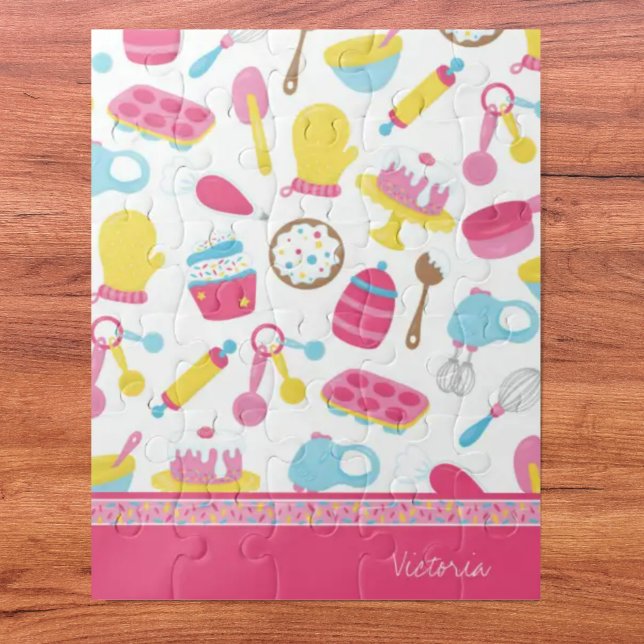 Little Girl Baker Pink Cooking Pattern Koch Kid Puzzle (Von Creator hochgeladen)