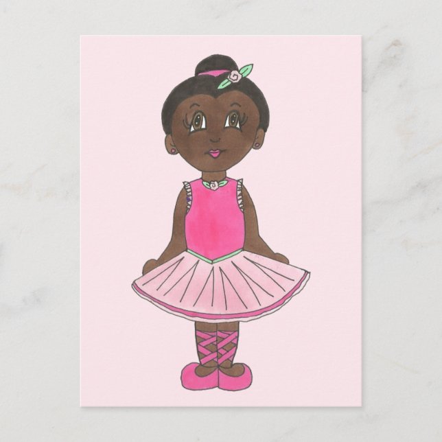 Little Girl Ballerina Ballerina Tänzer Pink Rose T Postkarte (Vorderseite)