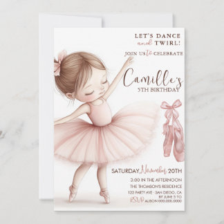 Little Girl Ballerina Geburtstagseinladung Einladung