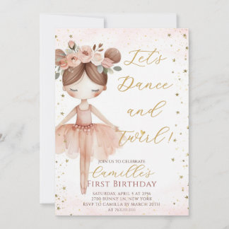 Little Girl Ballerina Geburtstagsparty Einladung