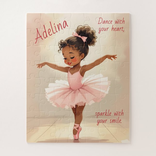 Little Girl Ballerina in Pink Tutu Personalized Puzzle (Vertikal)