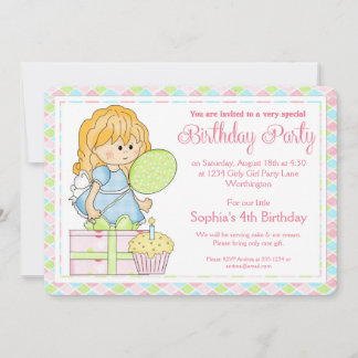 Little Girl Birthday Party Einladung Girly Girl d2