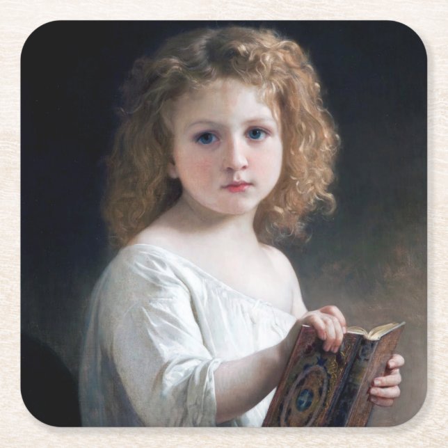 Little Girl, Bouguereau Rechteckiger Pappuntersetzer (Vorderseite)