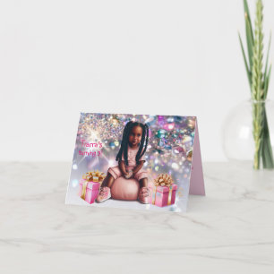 Little Girl Brown Skin Braids Einladung zum Geburt