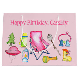 Little Girl Camping als Personalisiert Große Geschenktüte