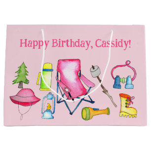 Little Girl Camping als Personalisiert Große Geschenktüte