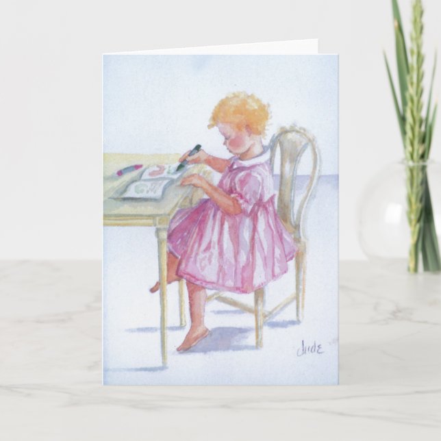 "Little Girl Coloring" Karte (Vorderseite)