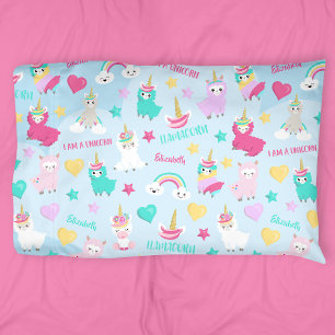 Little Girl Cute Llamacorn Pastel Pattern Kissenbezug