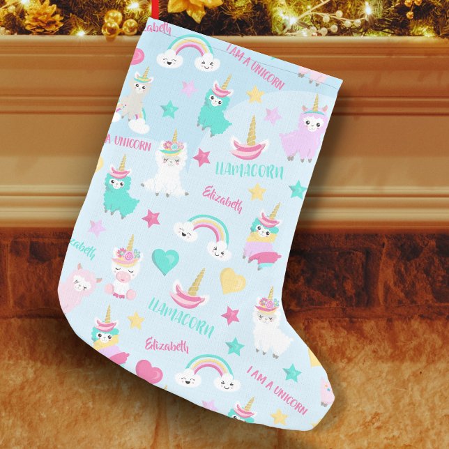 Little Girl Cute Llamacorn Pastel Pattern Kleiner Weihnachtsstrumpf (Von Creator hochgeladen)