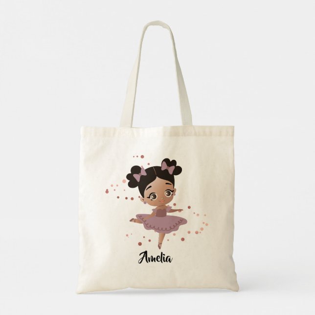 Little Girl Dancing Ballerina mit Bows, Rose Gold Tragetasche (Rückseite)