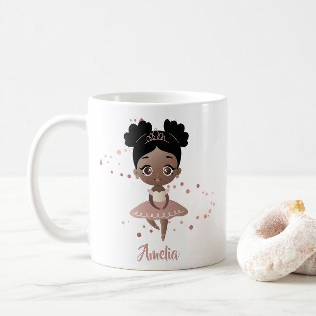 Little Girl Dancing Ballerina Princess, Rose Gold Kaffeetasse (Mit Donut)