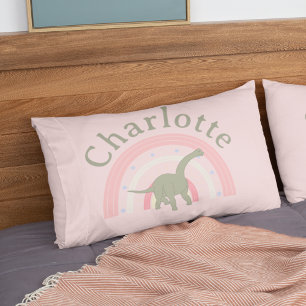 Little Girl Dinosaur Rainbow Pink Bedroom Custom Kissenbezug
