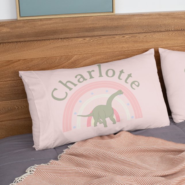Little Girl Dinosaur Rainbow Pink Bedroom Custom Kissenbezug (Little Girl Dinosaur Rainbow Pink Bedroom Custom Pillow Case
)