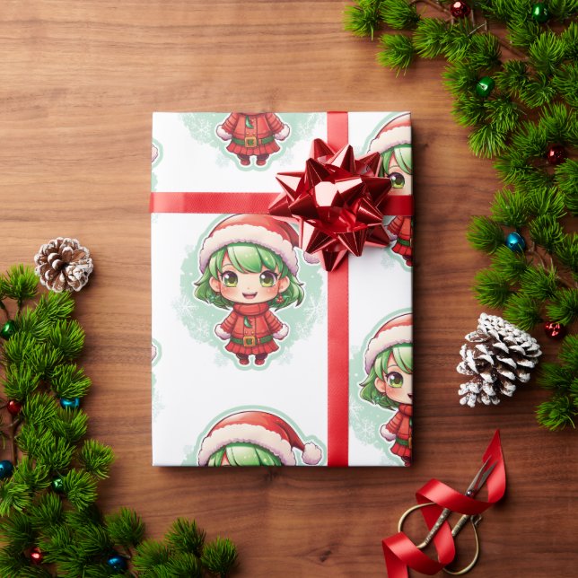 Little Girl Elf Xmas Magic Geschenkpapier (Feiertagsgeschenk)