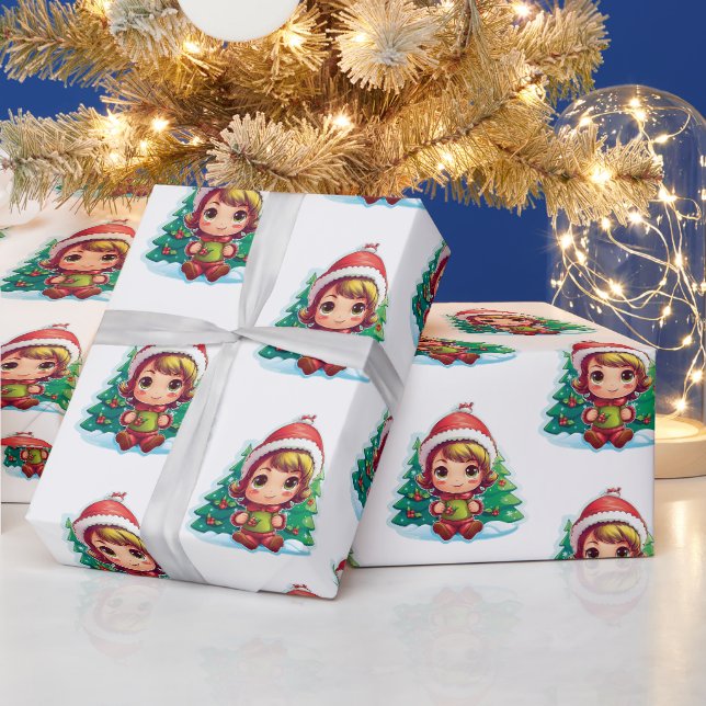 Little Girl Elf Xmas Magic Geschenkpapier (Feiertage)