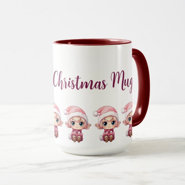Little Girl Elf Xmas Magie individuell angepasst Tasse (VorderseiteRechts)