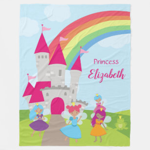 Little Girl Fairy Princess mit Regenbogen und Burg Fleecedecke