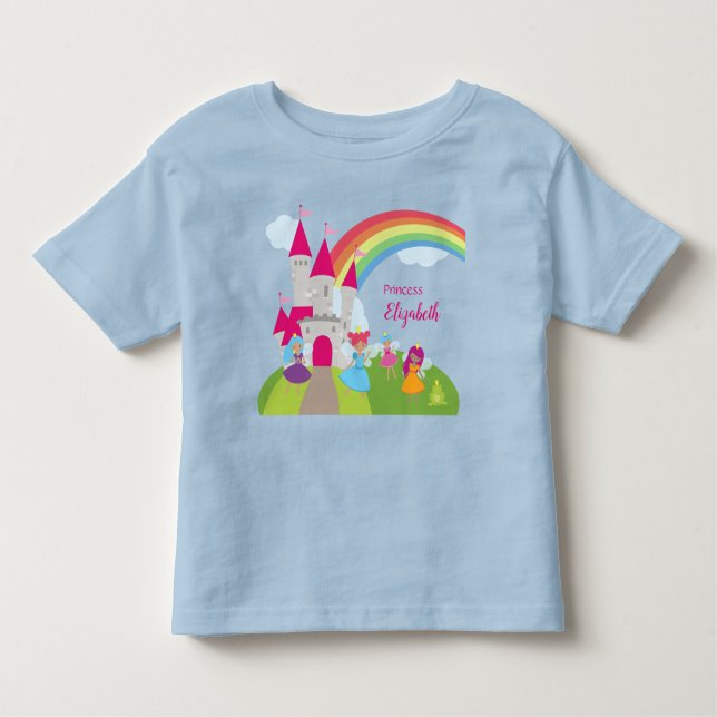Little Girl Fairy Princess mit Regenbogen und Burg Kleinkind T-shirt (Vorderseite)
