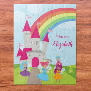 Little Girl Fairy Princess mit Regenbogen und Burg Puzzle