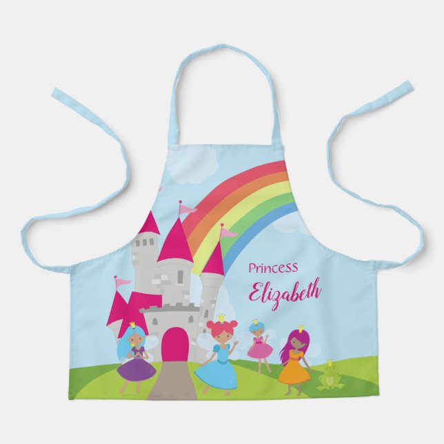 Little Girl Fairy Princess mit Regenbogen und Burg Schürze (Vorderseite)