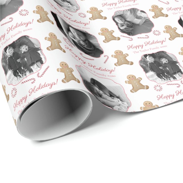 Little Girl Gingerbrett Rosa Foto Weihnachten Geschenkpapier (Rolleneckpunkt)