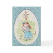 Little Girl Holding a Lamb Easter Morning