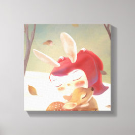 Little Girl Hugging Deer Leinwanddruck