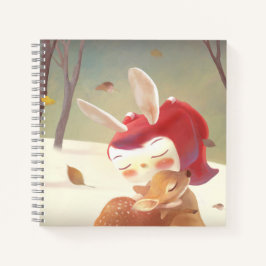 Little Girl Hugging Deer Notizbuch