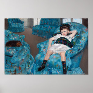 Little Girl in a Blue Armchair, Cassatt Poster