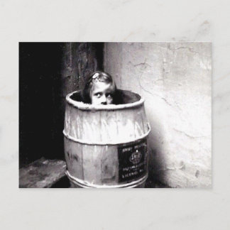 Little Girl in Barrel Postcard Postkarte