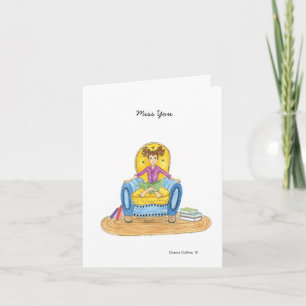 Little Girl in Blue Stuhl Blank Note Card Karte